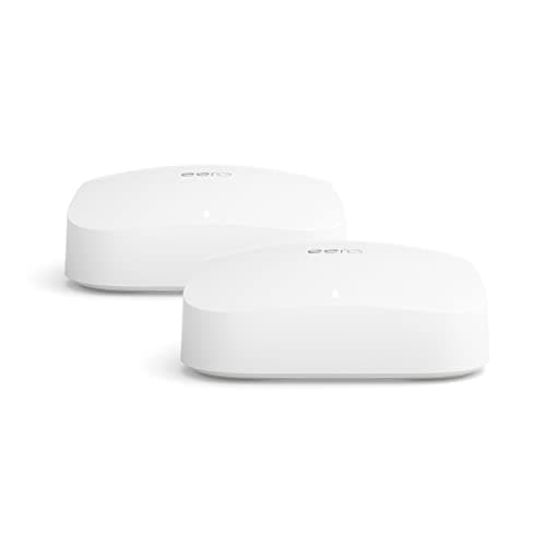 Router wifi de malla eero Pro 6E de Amazon | Con Ethernet de 2,5 Gb/s, 380 m2 de cobertura y capacidad para más de 100 dispositivos, para streaming, trabajo y videojuegos | pack de 2, modelo de 2022