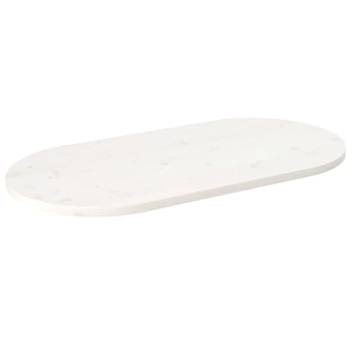 vidaXL Tablero Ovalado Madera Maciza Pino Blanco 90x45x2,5 cm, Repuesto para Mesa, Tablero de Centro
