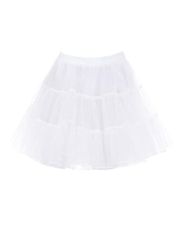 Wikoan Enaguas Cortas para Mujer Vintage Enaguas de Organza 50's Retro Minifalda Oscilación de Tamaño Blanco,XL