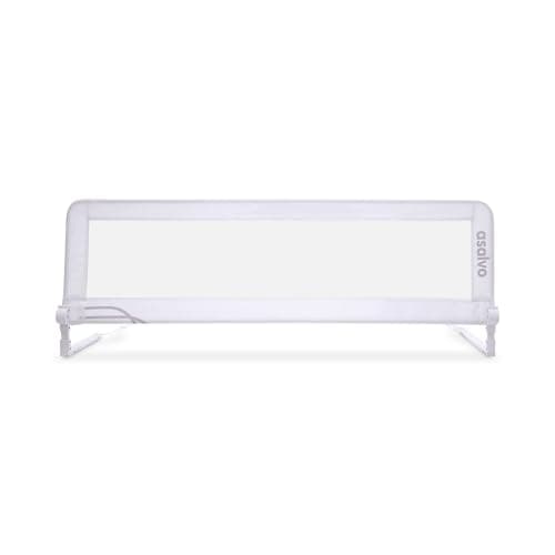 Asalvo Barrera de Cama 2 en 1 de 150 cm para Niño - Abatible con Correas Ajustables + Apta para Cama Nido + Instalación Fácil y Lavado Sencillo - Protección Segura y Estable - Blanco