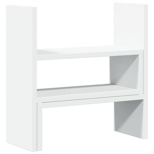 vidaXL Organizador de escritorio ajustable madera blanco 40x17x41 cm, estantería de escritorio, unidad de estantería de escritorio, organizador de escritorio ajustable