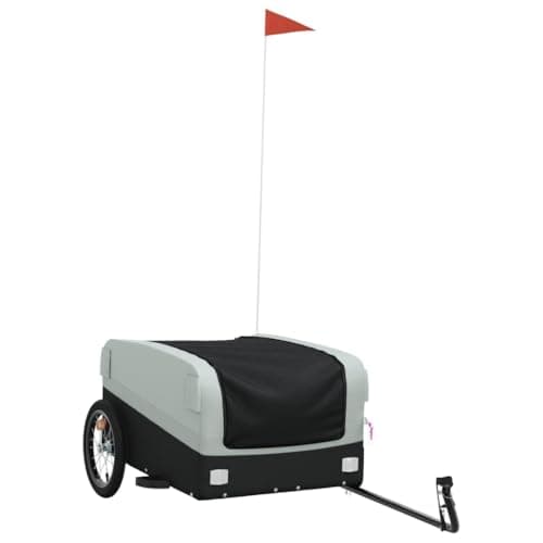 vidaXL Remolque para Bicicleta, Remolque de Carga, Carrito para Bici, Remolque para Maletas Plantas Herramientas, Hierro Negro y Gris 45 kg
