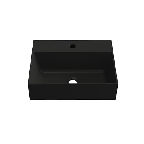 BAIKAL Lavabo sobre Encimera | Cuadrado | Negro Mate | 46 x 36 x 12 cm | Sin orificio para grifo | Lavabo Baño | Envío con Embalaje Reforzado