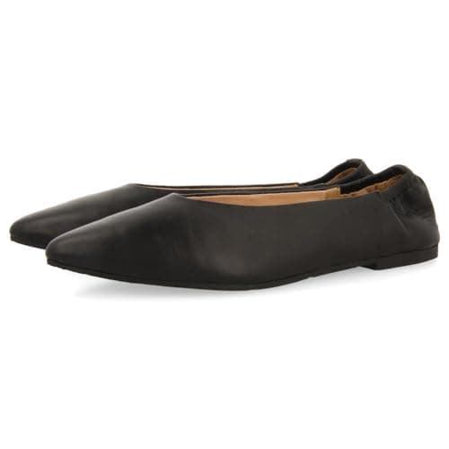 GIOSEPPO Bailarinas DE Piel Color Negro con Punta Fina Y TALÓN Fruncido para Mujer