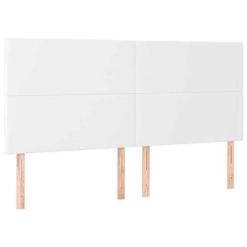 vidaXL Cabecero Cama Cabezal Dormitorio Estructura Habitación Mobiliario Muebles Decoración Adorno de Cuero Sintético Blanco 180x5x118/128 cm