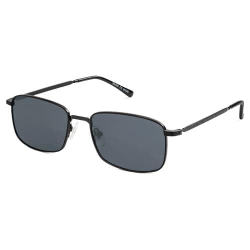 SOJOS Retro Rectangular Metal Polarizado Gafas De Sol Hombre Mujer 90 Cuadrado Moda Clásico UV400 Protección Gafas De Sol SJ1215, negro / azul claro, M