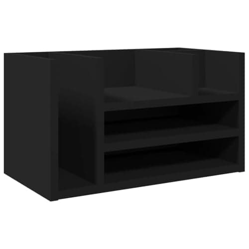 vidaXL Organizador escritorio madera ingeniería negro 44,5x24x25 cm, almacenamiento de escritorio, organizador de papelería, estante de almacenamiento de escritorio