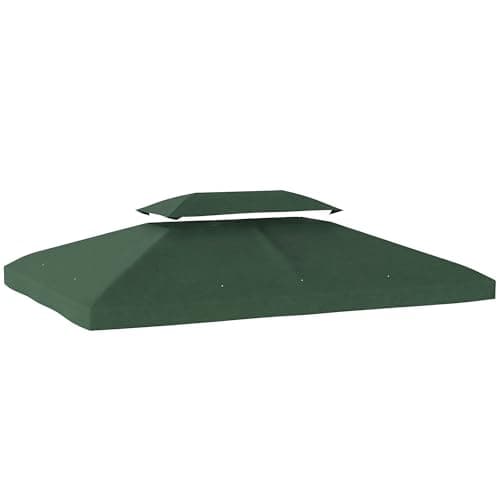 Outsunny Techo de Repuesto para Cenador, 4x3 m, Cubierta de Repuesto con Techo Doble, 10 Orificios de Drenaje y Protección UV, Solo Toldo de Recambio para Pabellón Gazebo, Verde