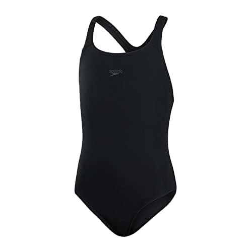 Speedo Niña Bañador Eco Endurance+ Medalist | Resistente al Cloro | Tejido Reciclado | Ajuste cómodo | Clases de natación | Nadar en Vacaciones Black 13-14