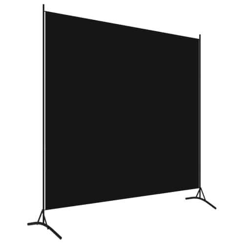 vidaXL Biombo de 1 Panel, 175x180 cm, Tela de Poliéster y Marco de Hierro, Negro, Pantalla de Privacidad Plegable, Separador Móvil, Dormitorio y Oficina, Decoración Hogar