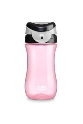 Chicco Taza de viaje para niños de 2 años, práctica apertura, boquilla integrada, cierre hermético, fácil de llevar, capacidad de 350 ml, color rosa