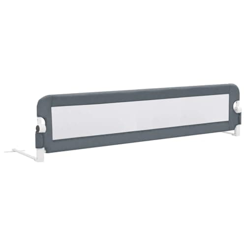 vidaXL Barandilla de Seguridad Cama de Niño Poliéster Casa Hogar Habitación Dormitorio Movilidad Mobiliario Clínico Colchón Salud 180x42 cm Gris