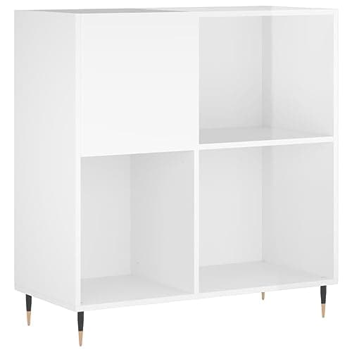 vidaXL Mueble Discos Madera contrachapada Blanco Brillo 84,5x38x89 cm