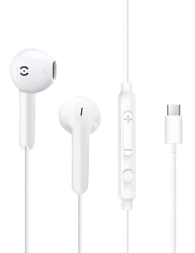 MAS CARNEY Auriculares con Cable Tipo C para iPhone 17e 16 15 Pro MAX Cascos con Cable USB C para Apple iPhone 17 Air 16e 16 Plus 16Pro 15 Pro MAX 15Plus 15Pro iPad Earbuds con Microfono para Samsung