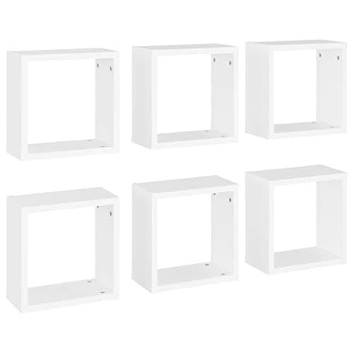 vidaXL 6X Estantes Cubo de Pared Estantería Colgante CD Libros Coleccionables Fotos Adornos Decoración Librerías Contrachapada Blanco 30x15x30cm