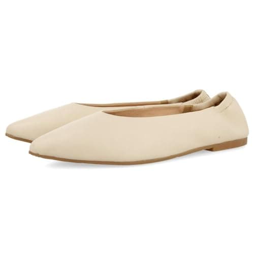 GIOSEPPO Bailarinas DE Piel Color Off-White con Punta Fina Y TALÓN Fruncido para Mujer