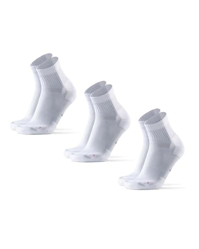 DANISH ENDURANCE Calcetines de Running Unisex, Antideslizantes, Calcetines Antiampollas para Hombre y Mujer, 3 Pack, Blanco, 31-34