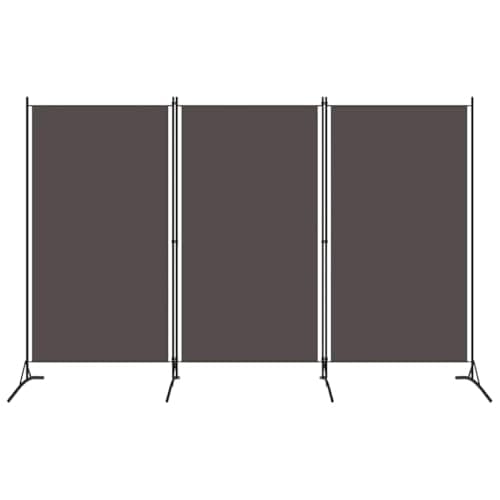 vidaXL Biombo de 3 Paneles, 260x180 cm, Tela de Poliéster y Marco de Hierro, Antracita, Pantalla de Privacidad Plegable, Separador Móvil, Dormitorio y Oficina, Decoración Hogar