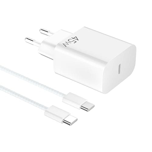 YISH 45W Cargador USB C Carga Rrapida：GAN PD3.0 Enchufe Tipo C Cargador Movil Carga Rapida Adaptador Cabezal USBC Compatible con Teléfono Inteligente 17/16/15 Pro MAX/S25/S24/S23 con 1M 60W Cable