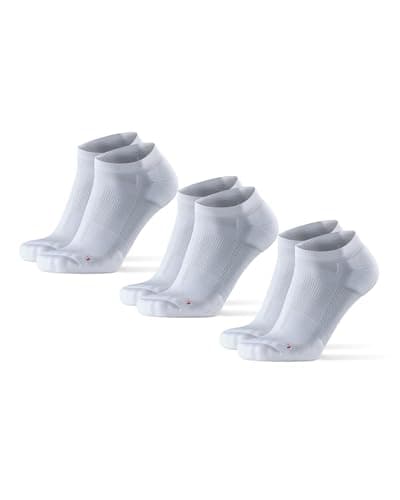 DANISH ENDURANCE Calcetines Cortos de Running, Antiampollas, Técnicos, Deporte, para Hombre y Mujer, 3 Pack, Blanco, 35-38