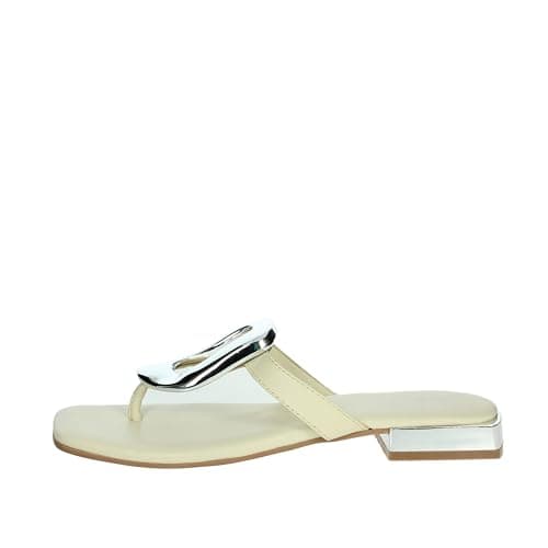 GIOSEPPO Sandalias Color Off-White DE Piel con Adorno METÁLICO para Mujer VENDRES