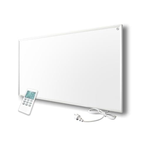 Byecold Calentador infrarrojo con termostato integrado, mando a distancia de 700 W, placa calefactora infrarroja, montaje en pared, ahorro de energía, protección contra sobrecalentamiento, cristal de