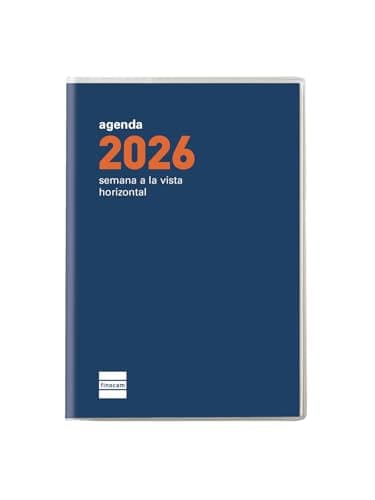 Finocam - Agenda encuadernada de bolsillo, ligera y portátil Semana Vista Horizontal | Enero - Diciembre (12 meses) | Agenda encuadernada con funda | Plana Cóctel - Azul - Español