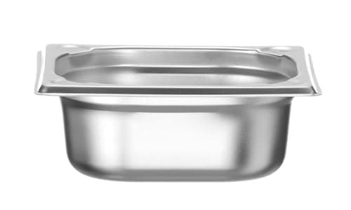 HENDI Recipiente Gastronorm GN 1/6, Kitchen Line, resistencia térmica -40 °C a 250 °C, apto para horno y baño maría, 1L, 176x162x(H) 65mm, acero inoxidable
