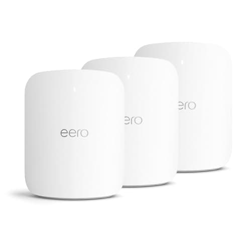 Router wifi de malla eero Max 7 de Amazon: con Ethernet de 10 Gb/s, 695 m2 de cobertura y capacidad para conectar más de 750 dispositivos, ideal para videojuegos (pack de 3, última generación)