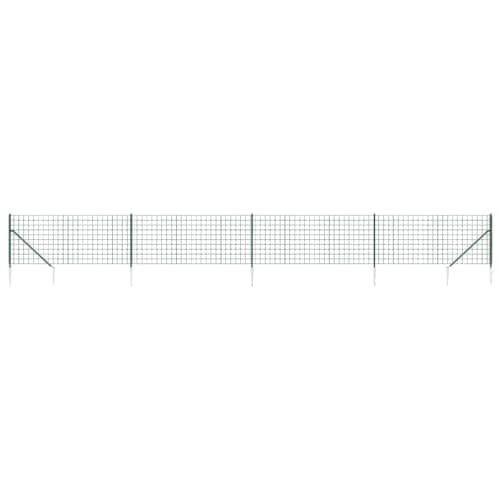 vidaXL Cerca de Alambre con Pinchos de Anclaje, Valla Decorativa de Malla, Recinto para Animales, Barrera para Jardín Patio, Verde 0,8x10 m