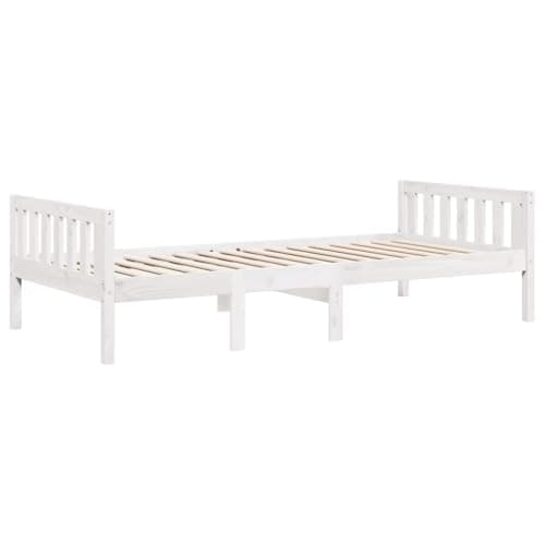 vidaXL Cama para niños sin colchón madera maciza pino blanca 90x190 cm, cama individual, cama para niños a mitad de cama, estructura de cama