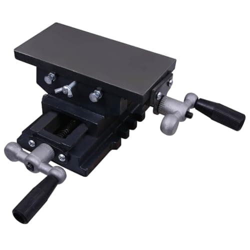 vidaXL Mesa de Tornillo de Banco Manual Carro Transversal Base de Mordaza de Sujeción Trabajo Deslizamiento Cruzado Transversal Base Giratoria para Máquinas