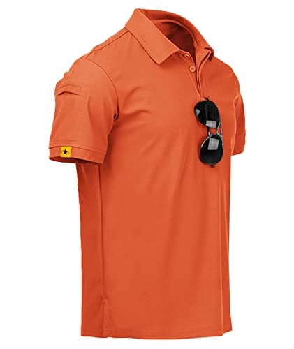 geeksport Polo Hombre Manga Corta Golf Camisa Transpirable Polo Deportivos para Hombre T-Shirt Verano Anaranjado M