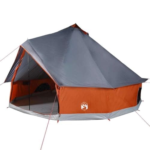 vidaXL Tienda Familiar Tipi 12 Personas Impermeable Gris Naranja