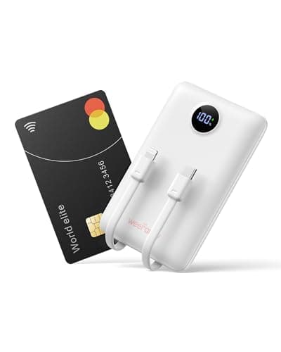 WeeFancy Mini Cargador Portátil para iPhone 10000mAh Slim PD 22.5 W de Carga Rápida con Cables Integrados, Viaje Esencial USB C Batería Pequeña Compatible con iPhone y Android (Blanco)