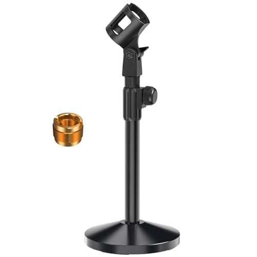 Soporte Microfono Mesa, Ohuhu Soporte Microfono de Ajustable con Adaptador de Metal de 5/8" Macho a 3/8" Hembra, Pinza para Micrófono, Pie de Microfono