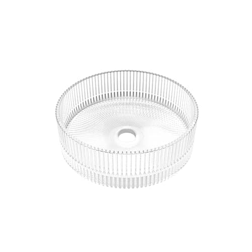 BAIKAL Lavabo sobre Encimera | Redondo | Cristal Transparente | 36 x 36 x 11 cm | Sin orificio para grifo | Lavabo Baño | Envío con Embalaje Reforzado