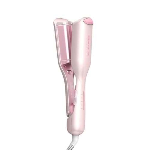 SHEGLAM Rizador Doble Barril - Ondas Beach Waves, 5 Temperaturas, Anti-Quemaduras, Doble Voltaje (Rosa, 19mm)