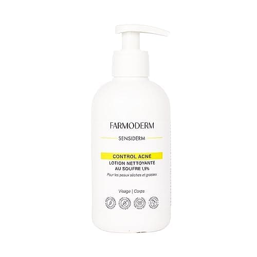 FARMODERM CONTROL DE ACNÉ - Limpiador al azufre - Piel grasa y anti-impurezas - Antiespinillas y puntos negros para cara, espalda, cuerpo - 300ml con dosificador