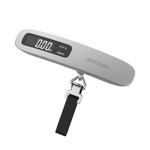 GRIFEMA GA2006 Báscula Maletas Viaje Portátil, Báscula de Equipaje con Pantalla LCD, Hasta 110 lb/50 kg, para Viajes al Aire Libre, Plata