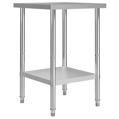 vidaXL Mesa de Trabajo para Cocina Estantes Almacenamiento Preparar y Almacenar Comida Garajes Bares Restaurantes Escuelas Acero Inoxidable 60x60x85 cm