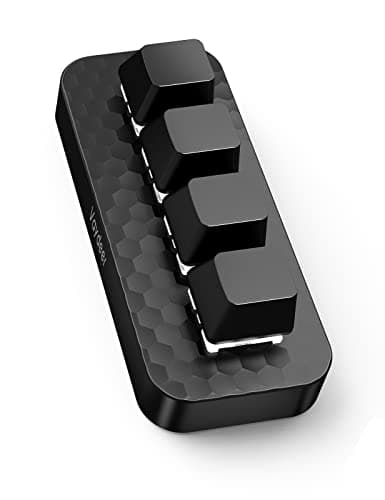 VAYDEER Teclado Macro Con 4 Teclas Programables, Mecánico De Una Mano, Múltiples Capas, Compatible con Mac OS, Windows, Vista, Con Adaptador Tipo C
