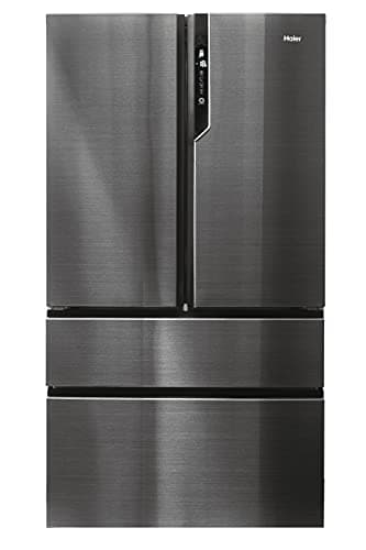 Haier FD 100 Series 7 HB26FSNAAA - Frigorífico, Puerta Francesa, Fabricación de Hielo Automática, Tecnología Antibacterias, Motor Inverter, Ancho 100cm, Capacidad XXL,Total No Frost, Titanium