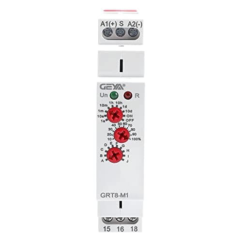 GEYA Relé de tiempo multifunción 16A 10 opciones de función AC/DC12V-240V 1 relé de control de Contacto (GRT8-M1,AC/DC12V-240V)