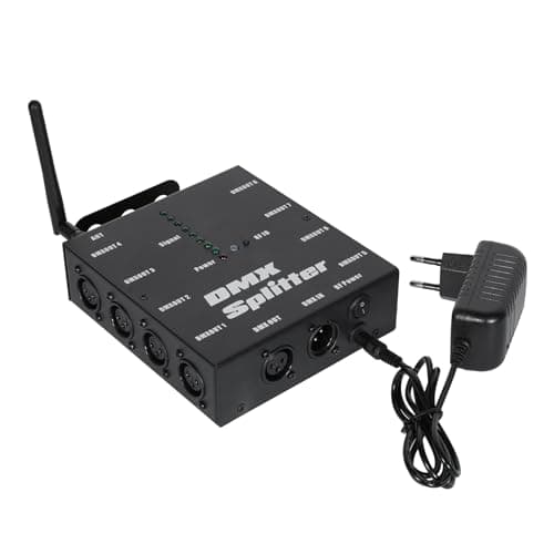 Divisor Óptico DMX, Distribuidor de Amplificador de Señal Óptica DMX512, 1 Entrada y Salida Directa, 8 Salidas Independientes para Control de Iluminación, Consola de Escenario, Fiesta, DJ, Discoteca