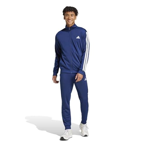 adidas Uomo SPORTSWEAR BASIC 3 STRIPES TRICOT TRACKSUIT, Dark Blue, M
