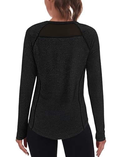 Wayleb Camiseta Deportiva de Manga Larga para MujerCamisetas de Malla Mujer Ropa Deporte Secado Rápido y Transpirable para Yoga Pilates Fitness Correr