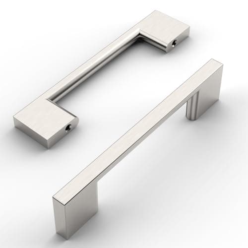 Amerdeco 10 Piezas Tiradores de Cocina 96mm Tiradores Níquel Cepillado para Armarios, Cajones, Muebles y Puertas, de Aleación de Aluminio UK0035