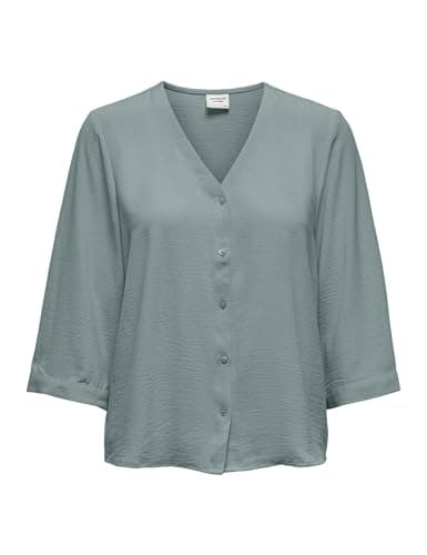 JDY Blusa Mujer Camisa Ligera Crepe Top Elegante Moda JDYLION, Color:Azul Claro, Talla:38