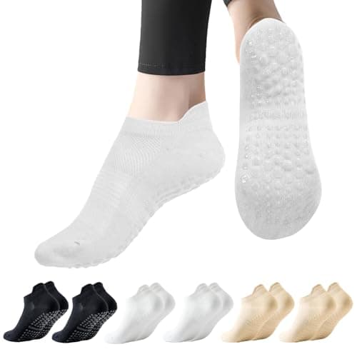 Dzpuhuojz 6 Pares Calcetines Pilates Antideslizantes,Mujer Transpirables Yoga Antideslizantes Calcetines para Pilates Reformer Pilates, Yoga, Ballet, Danza 35-40 (kaki)